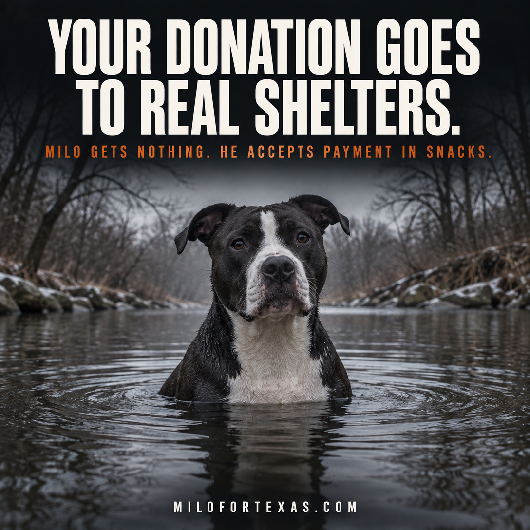 Milo for Senate social card: Your donation goes to real shelters.